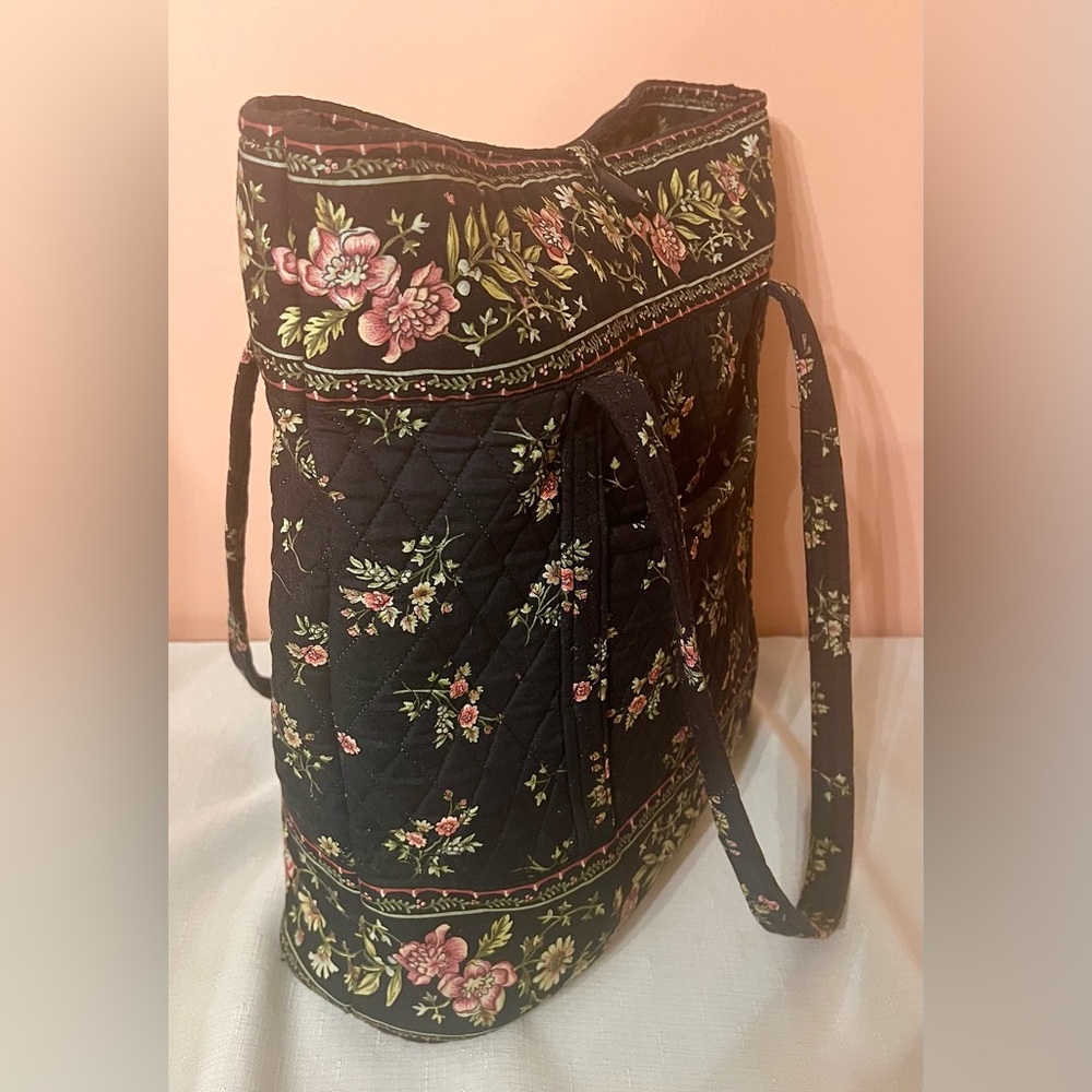 “VeraBradley”-Inspired Floral Black Quilted Tote Bag UEC - Picture 3 of 10